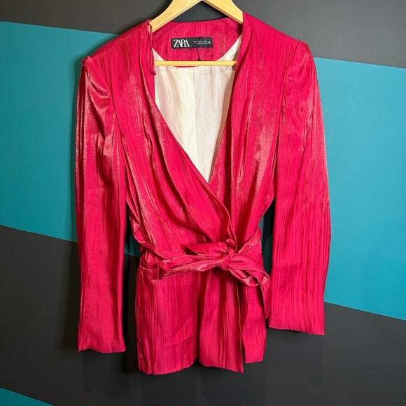 BNWT Zara Pink Blazer with Belt size Small - Picture 2 of 10